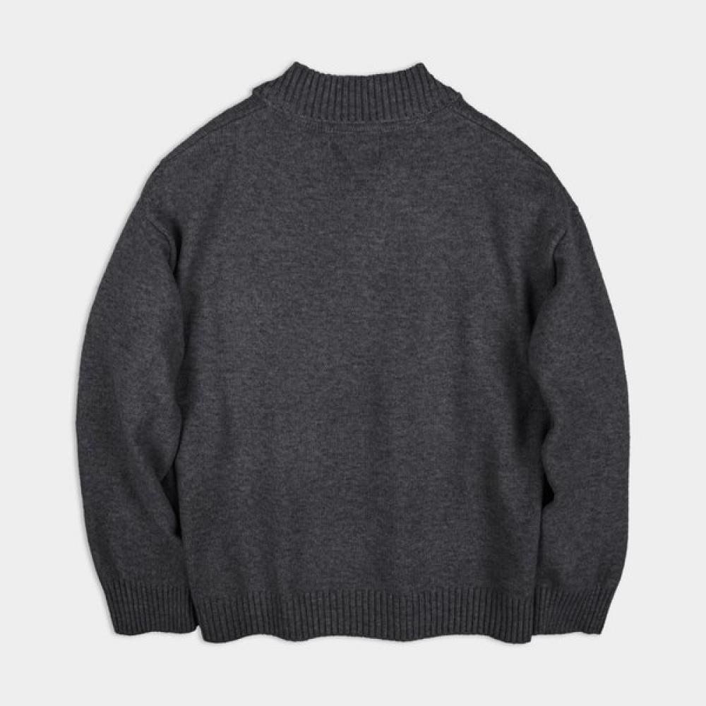 Weekhour Wool Blend Half Zip Collar Knit Charcoal