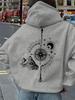 Women Compass Print Hoodie Unisex Autumn Winter Hooded Everyday Outdoors Hoodie for Any Occasion