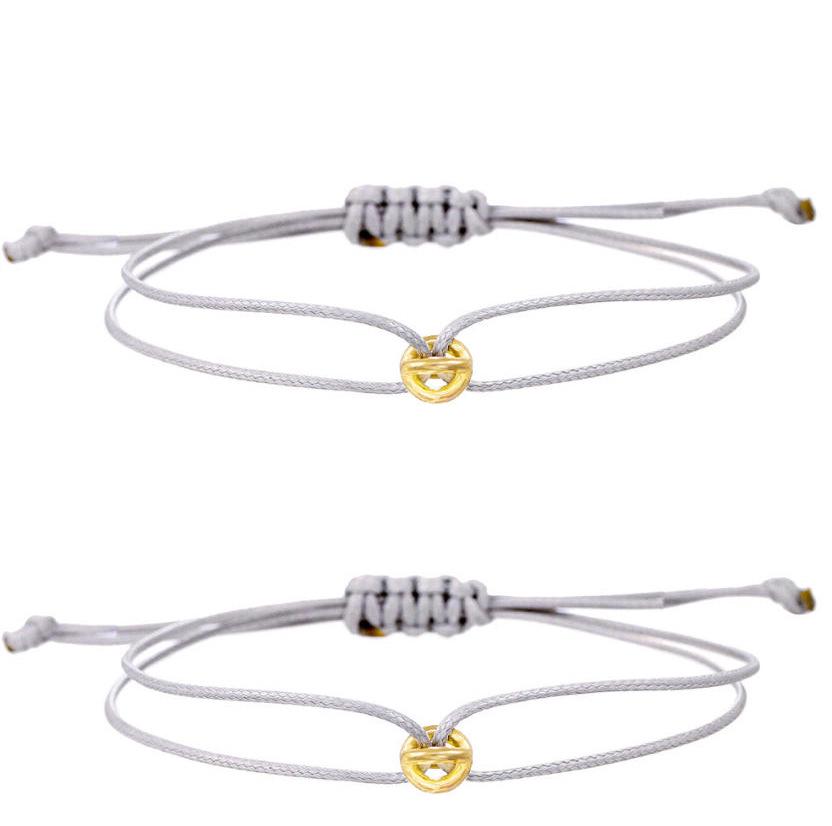 Set di Braccialetti con Perline Regolabili Simbolo Fortunato per Coppia e Amicizia