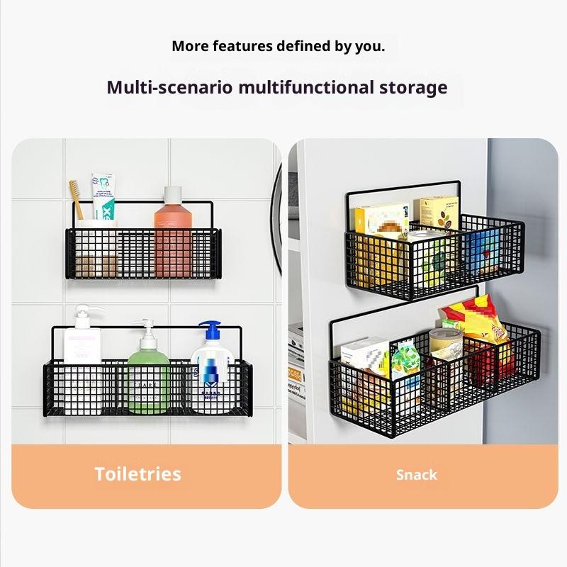 1/2/3 Grid Onion Ginger Garlic Kitchen Shelf Wall Hanging Condiments Spice Vegetable Fruit Storage Rack Drain Basket Punch-Free