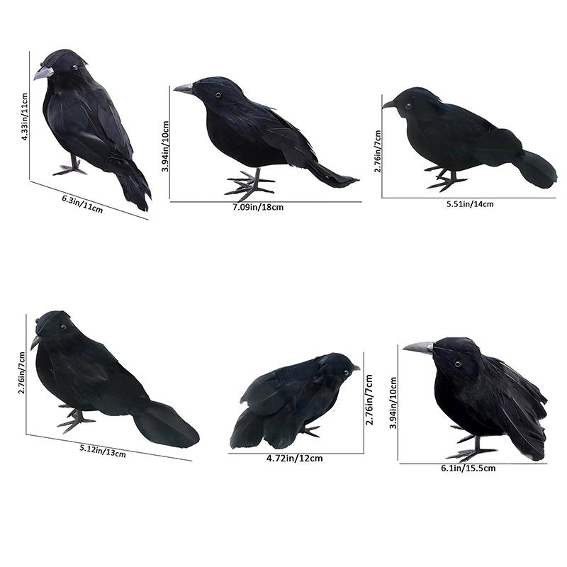 Small Simulation Fake Bird Realistic Halloween Black Crow Model Ornament Simulation Bird Home Decoration Animal Creepy Toy