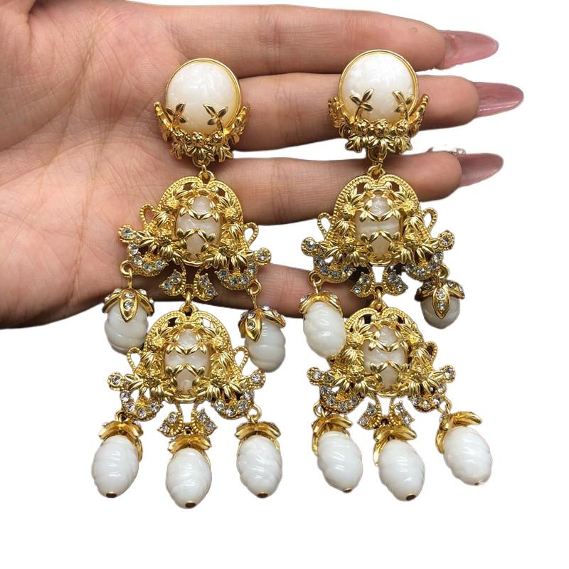 

Винтажные длинные серьги с розовым золотом для женщин, элегантные ювелирные аксессуары для свадебной вечеринки