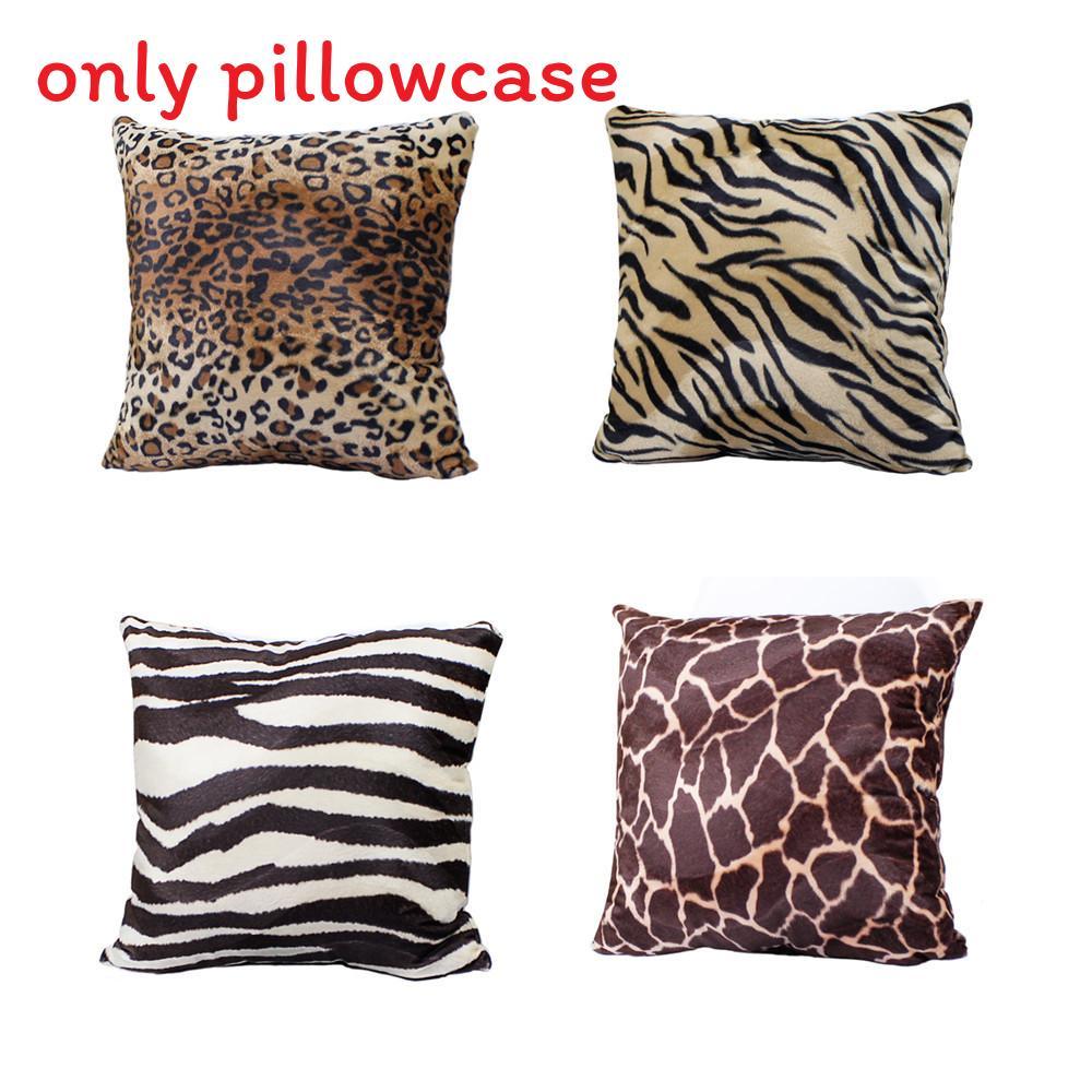 Short Plush Leopard Print Cushion Cover With Printed Pattern For Home Decor And Gift Use