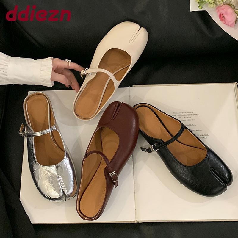 Fashion Fashion Buckle Strap Shallow Women Mary Janes Flats Shoes Strange Toe Footwear Soft Ladies Flats Lolita Shoes Female Slides