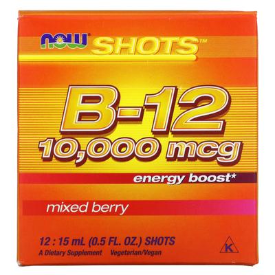 Shots, B-12, Gemischte Beeren, 10.000 mcg, 12 Dosen, 0,5 fl oz (15 ml) Jeder