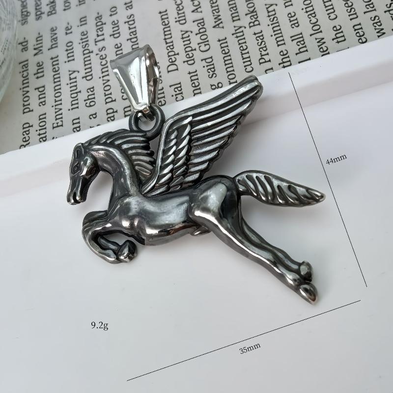 Pegasus Pendant Necklace for Men Angel Wings Horse Design Stainless Steel Hypoallergenic Chain Ideal Valentine's Day Gift for Partner