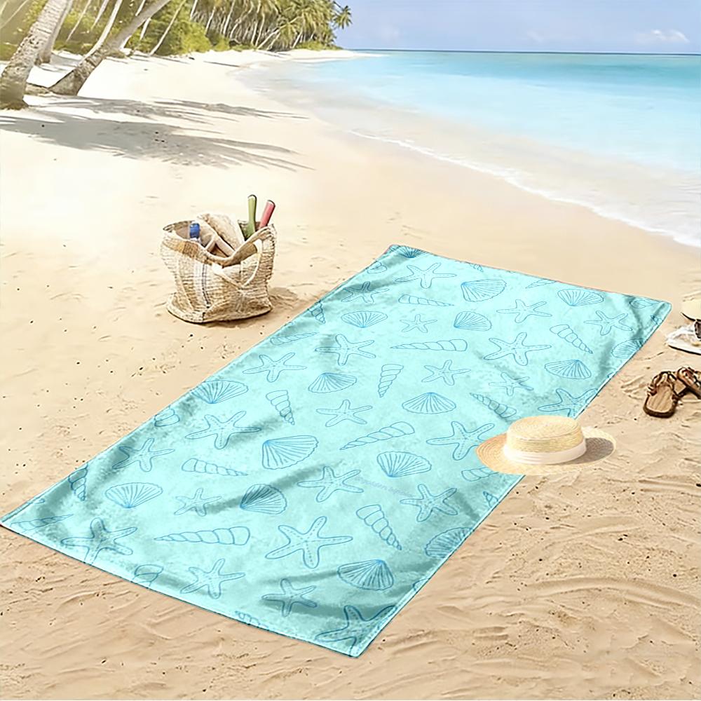 Sea Shells and Starfish Pattern Towel Beach towel quick-drying for travel outdoor sports jogging beach and swimming