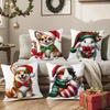 Christmas Atmosphere Animals Pillow Case Silky Short Plush with Invisible Zipper Dustproof Sofa Cushion Cover for Home Decor