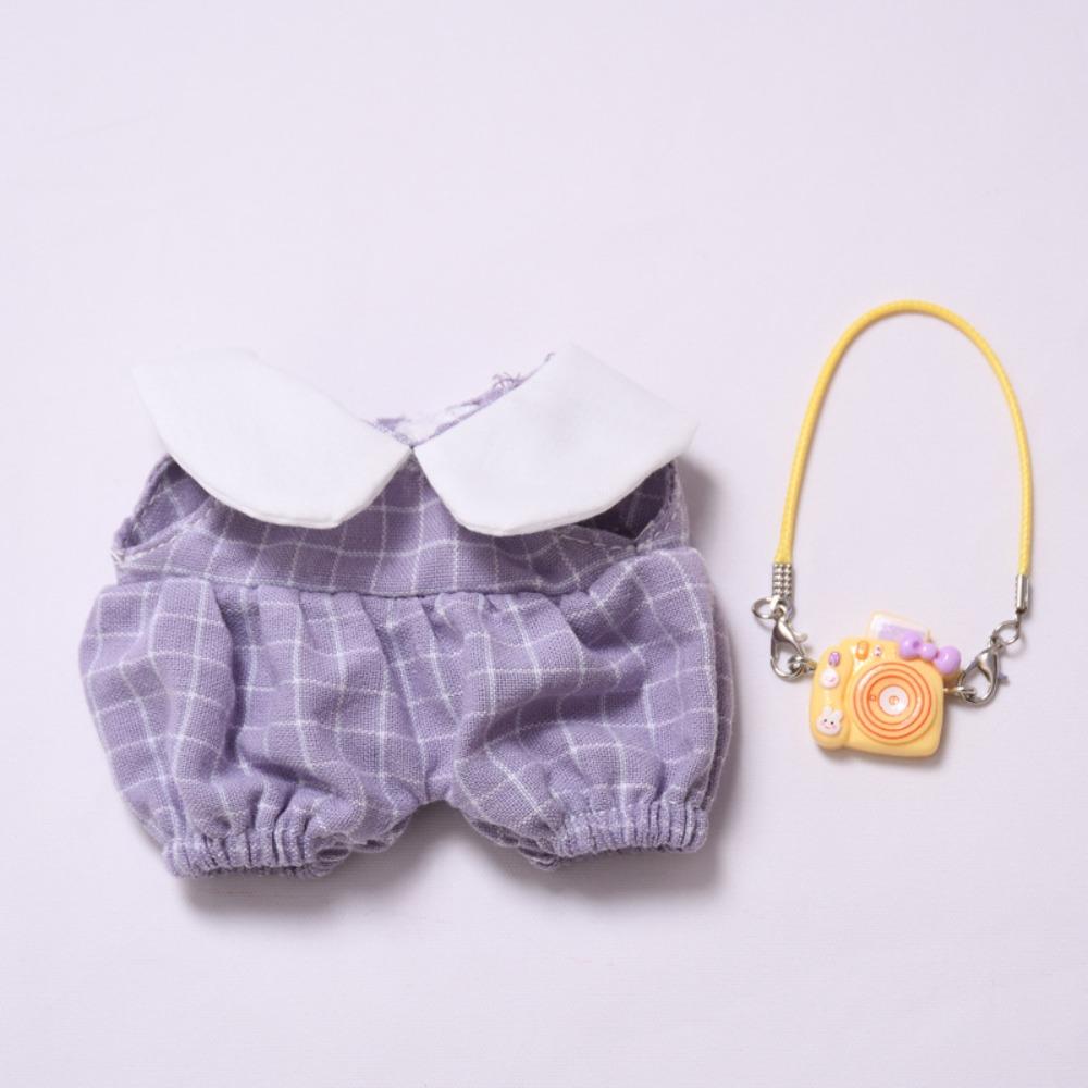 

Camera Labubu Doll s Cloth Plaid Overalls 17cm Plush Dolls Clothes Cotton Doll Accessories Style 1