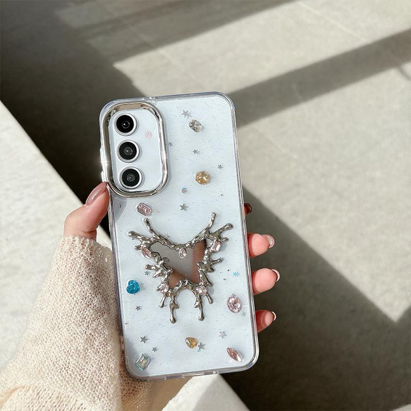 Applicable To Samsung S25Ultra Love Butterfly Mirror Mobile Phone Case S24 Small Fresh A04S Women'S A25 Soft
