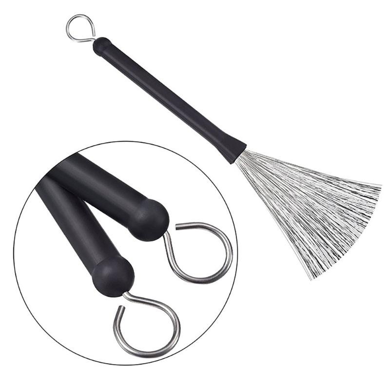 1Pc Drum Brush Retractable Steel Wire Brush Drum Drum Stick Brush with Comfortable Plastic Handles Length 32cm