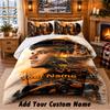 Lando Norris Muster Bettwäsche 3-teiliges Set Individueller Name, Bettlaken und Kissenbezüge für Zuhause Schlafzimmer