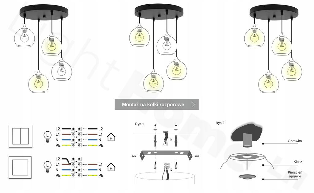 Pendant ceiling lamp, sphere, black, LED, 15cm