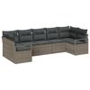 Garden Sofa Set with Cushions and Storage 7 Pcs Grey Poly Rattan
