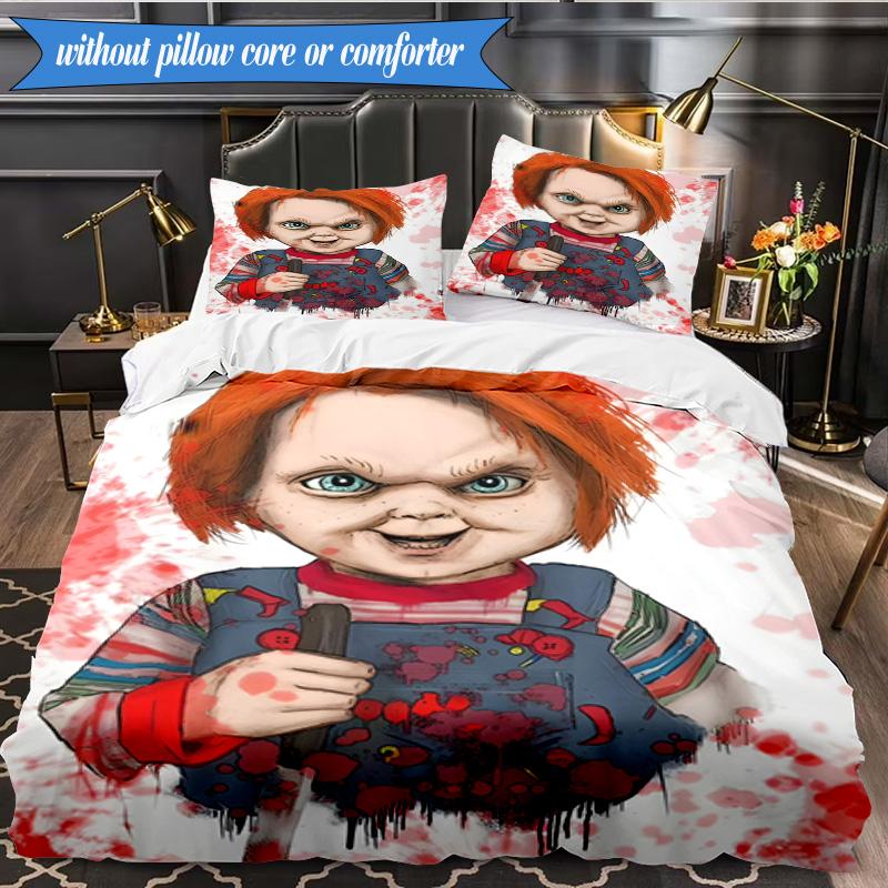Chucky's Halloween Horror 3pcs K-pop Music Group Bedding set,Ideal for Bedroom, Dormitory,Including Duvet Cover And 2pcs Pillowcases,Fan Gifts