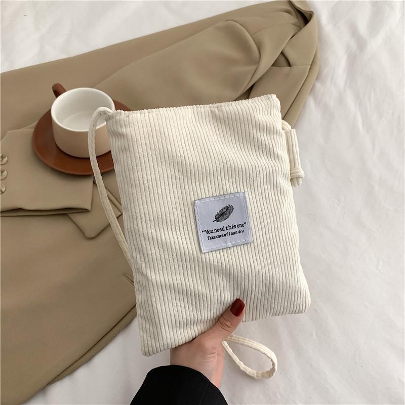 Soft Stylish Corduroy Crossbody Phone Bag For Women With Chic Bucket Shape Design And Multiple Colors Available