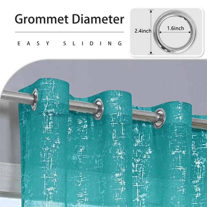 1 Panel Retro Spitze Vorhänge Heißes Silber Kreuzmuster Durchsichtig Cafe Marmormuster Durchsichtige Vorhänge für Schlafzimmer und Wohnzimmer Dekoration, Gardine