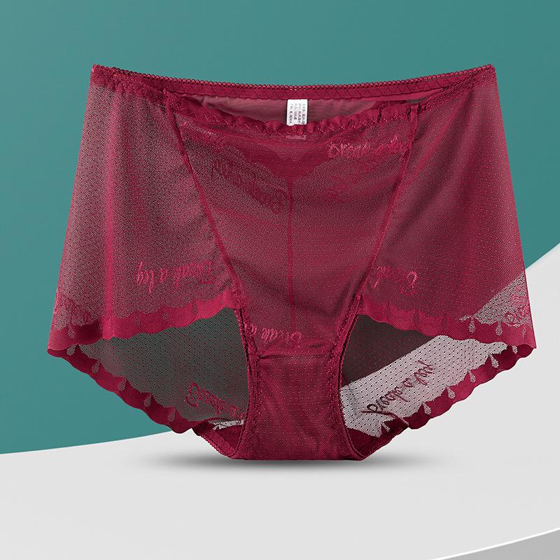 Große Größe Damen Sommer Dünn Modisch Spitze Netzgarn Transparent Bauchweg Hüfte Hohe Taille Dreieck Slips