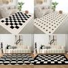 Black White Checkerboard Fluffy Rug Cream Style For Living Room Bedroom Girl Room Anti-Skid Mat
