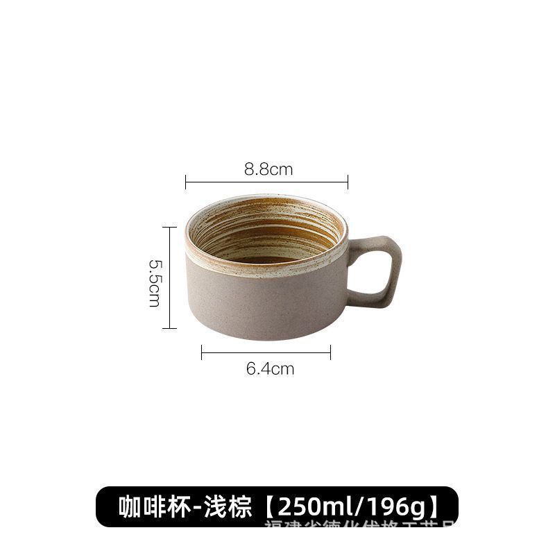 Creative Handmade Coarse Pottery Coffee Cup And Saucer Set Cup And Saucer Retro Water Cup Ceramic Cup Breakfast Cup Household Water Cup