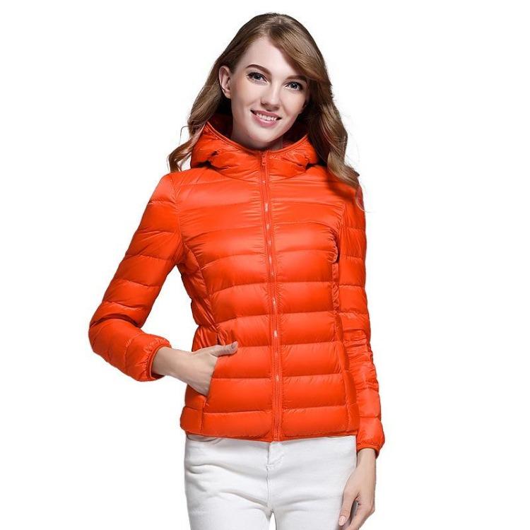Women Lightweight Down Coat Autumn Winter Slim Hooded Collar Long Sleeve Zipper Solid Color Jacket M-5XL