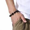 Kreuzarmbänder für Männer Jungen, 8MM Schwarze Natürliche Steine Perlen Religiöses Gebetsarmband Länge Verstellbar,pulseira masculina