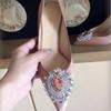 Fashion New Rhinestone Pointed High Heels Wedding Shoes Sexy Satin Women Pumps