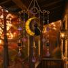 Unique Halloween Gifts for Friends Stained Glass Style Wind Chime, Acrylic Suncatcher Hanging Ornament with Ghost Black Cat Artistic Window