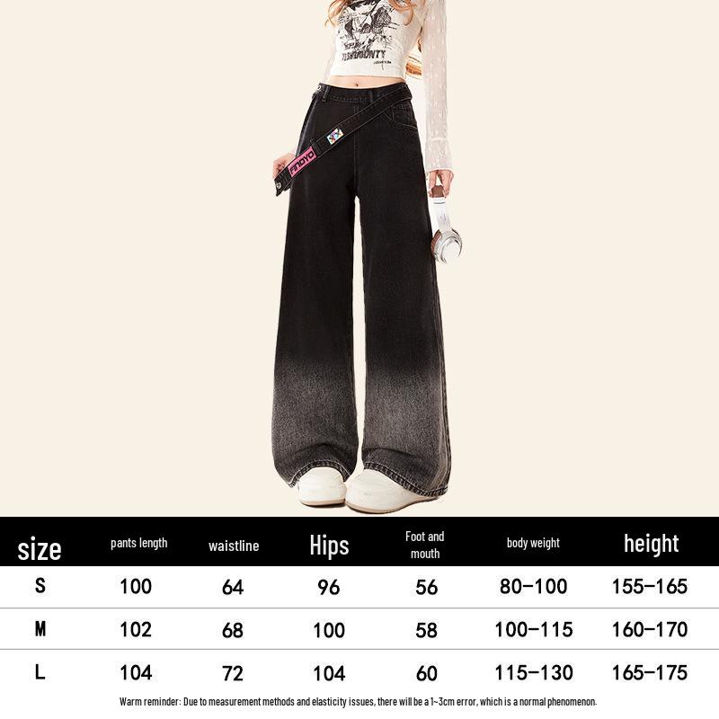 Gradient Side-Zip High-Waist Wide-Leg Jeans for Women - Autumn Collection