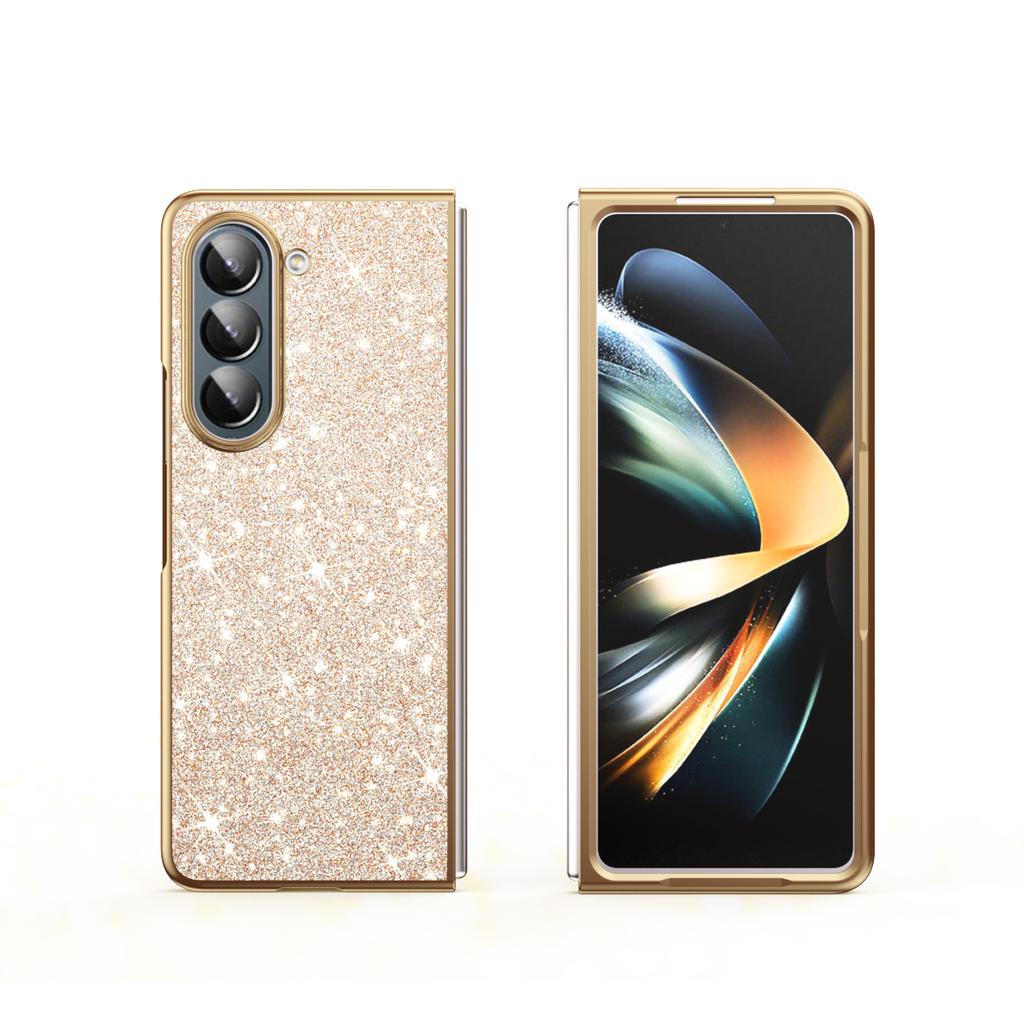 For Samsung Galaxy Z Fold 7 Case Slim Shinny Powder Bling Bling PU Leather Electroplating Phone Case Cover For Z Fold 3 4 5 6