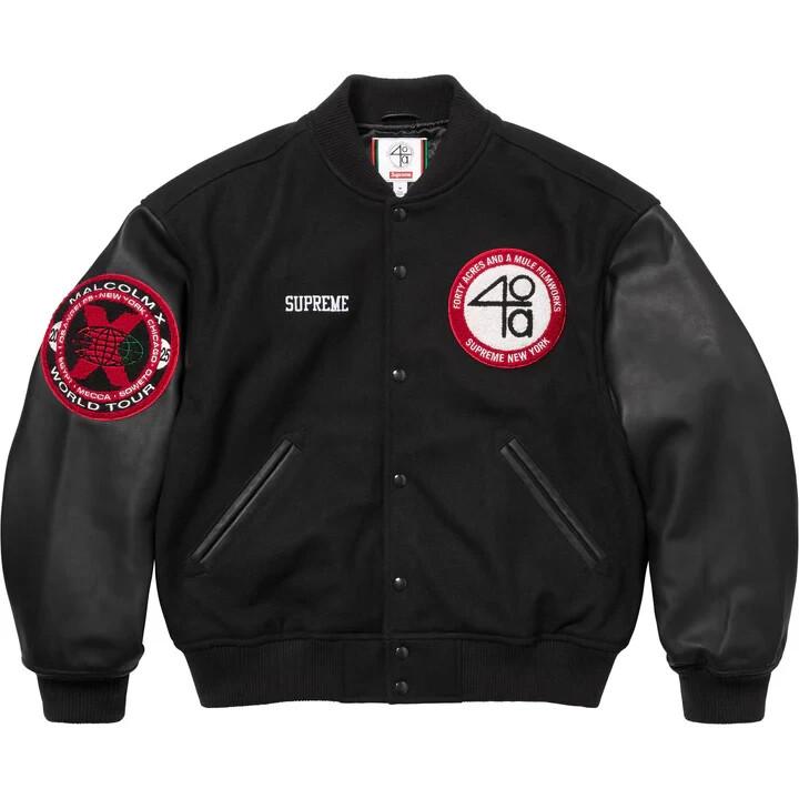 Supreme 40 Acres Malcolm X Varsity Jacket Black