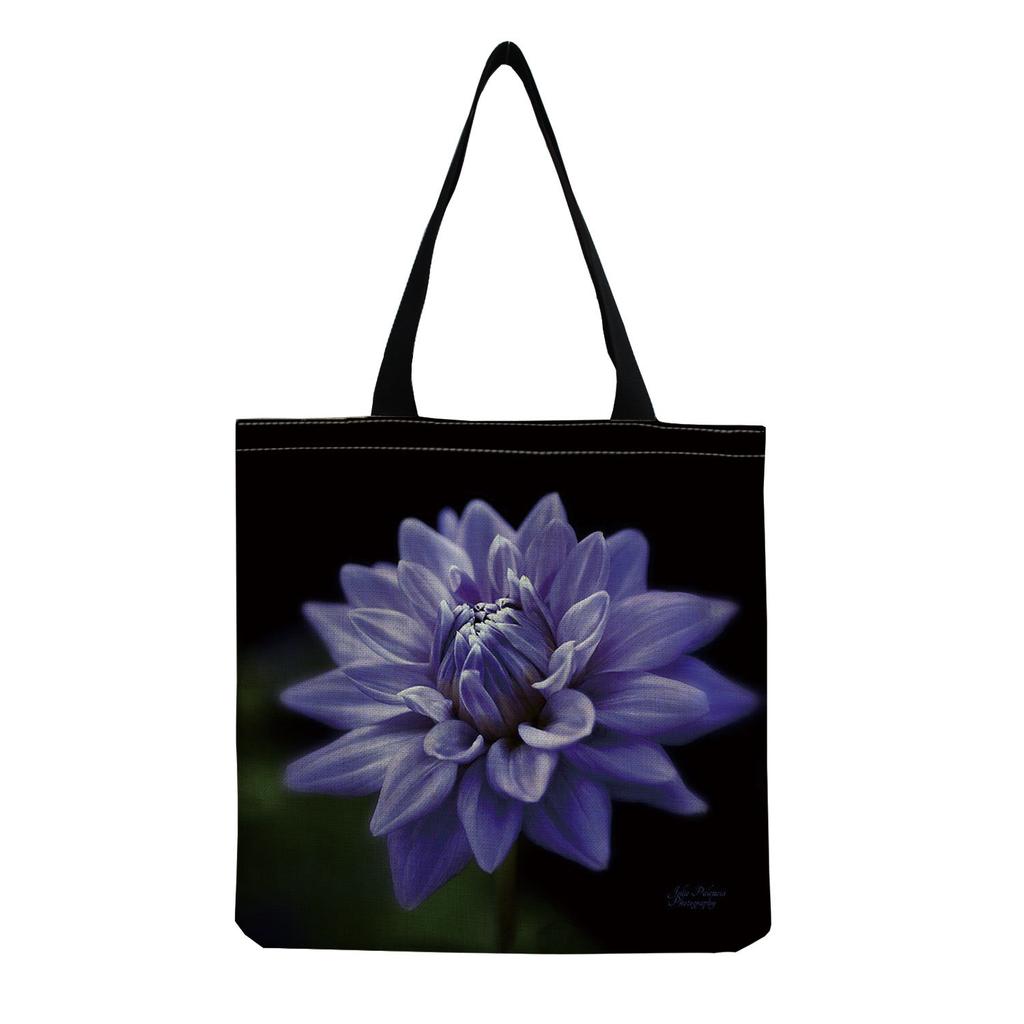 Women Vintage Linen Tote Bag - Large Capacity Flower Print Shoulder Handbag for Casual & Grocery Shopping KTB