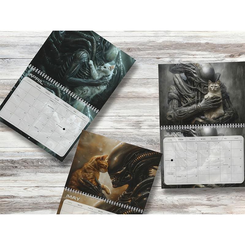 Calendario da Parete 2026 Alieni e Gatti Stupefacente Arte Sci-Fi Da non Perdere per Appassionati di Sci-Fi e Gatti Fantastica Decorazione Regalo