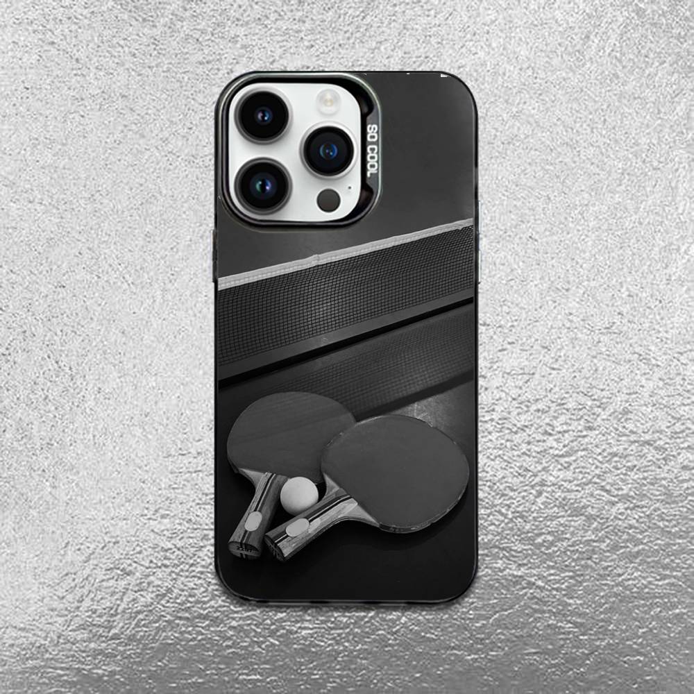 Table Tennis Racket Ping Pong Phone Case For iPhone 17,16,Pro,Max,e,15,14,Plus,13,12,Mini,11, Matte Colored Silver Luxury Cover