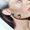 Серебряные серьги с бирюзой, фианитами (2160274)