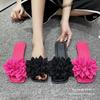 French retro niche design open-toed half-slippers women's outer wear 2025 summer new flat-bottomed versatile sandals