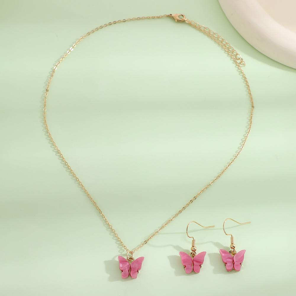 

Jianla Butterfly Necklace and Earring Set , Minimalist Elegant Fashion Jewelry , Alloy , Adjustable 41 - 50cm розы красного
