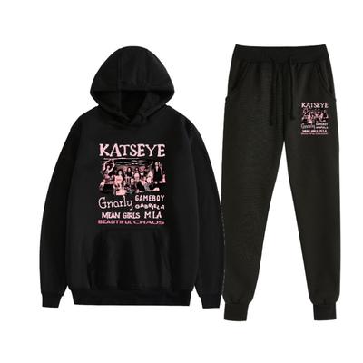 Cartoon Novelty Funny Popular KATSEYE Print Sweatshirt Sweatpants Suit Hoodies+ Trousers Suit Boys/Girls 2 Piece Set Clothes