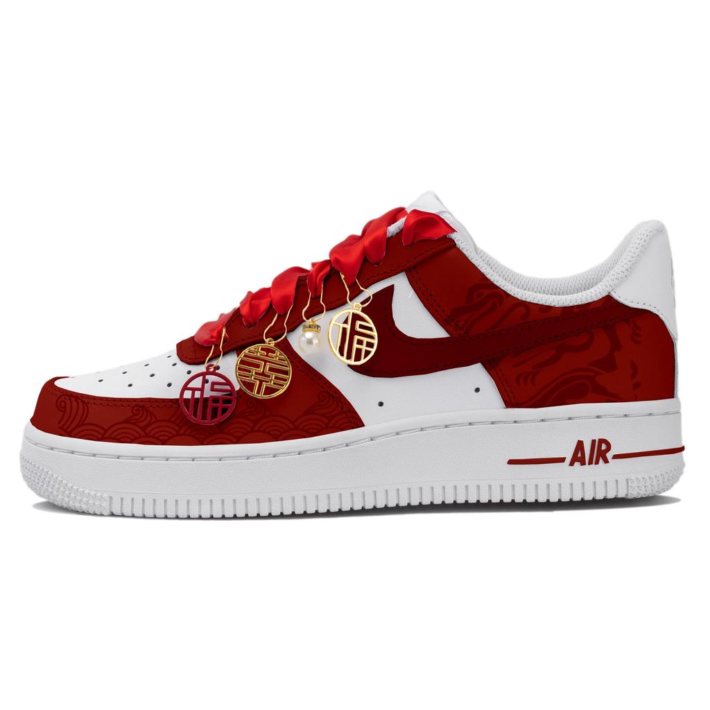 Nike Air Force 1 Low top Skateboard Shoes GS White Red DD8959-100(Team-AFS-BOX)