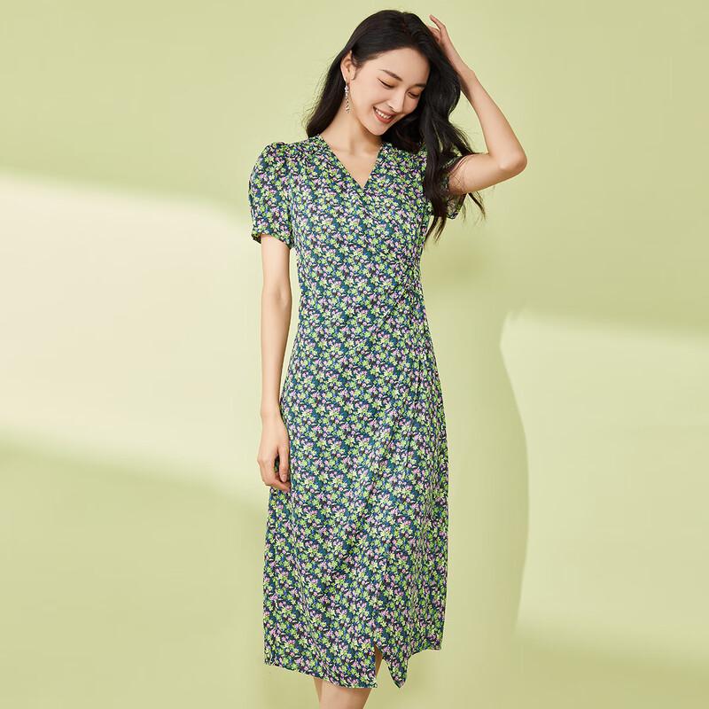 Shetu Women's Fresh Floral Chiffon Midi Dress