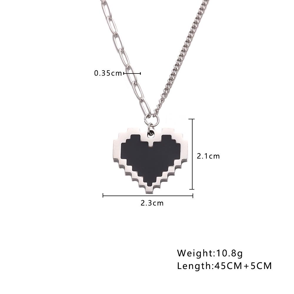 European  American INS Style Heart Pendant Clavicle Chain Necklace for Women