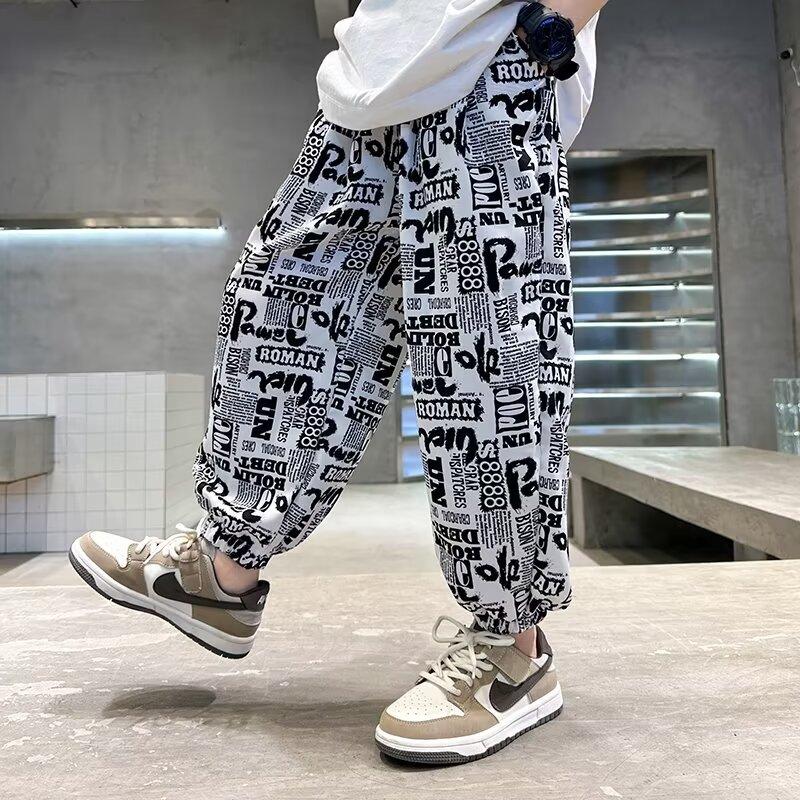 Boys' Anti-Mosquito Pants Summer Thin Children's Pants Summer Ice Silk Pants Big Kids Long Pants 2025 New Trendy Outdoor Wear