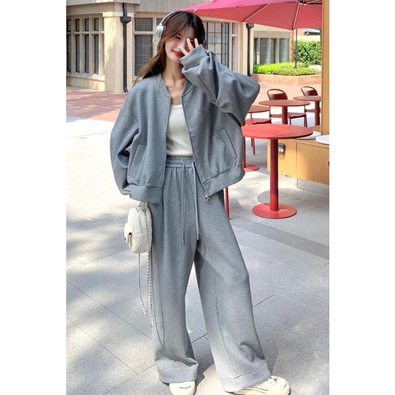 

Ангоровый красный повседневный спортивный костюм-толстовка для женщин на осень новый стиль ленивый и тонкий для похудения из двух предметов XL