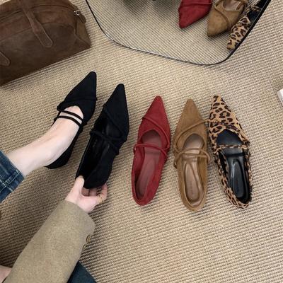 Temperamentvolle elegante Wildleder-Pumps mit spitzer Zehenpartie, Damen, sanfte Fee Mary Jane Schuhe, Damen, Frühling und Herbst, neue Modelle