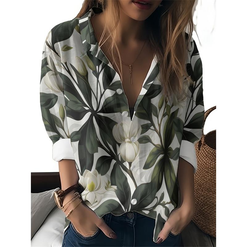 Damen Revers Hemd Tops Lässig Langarm Knöpfe Hemden Damen Tops Lustiges Katzenmuster Damenhemden Damen