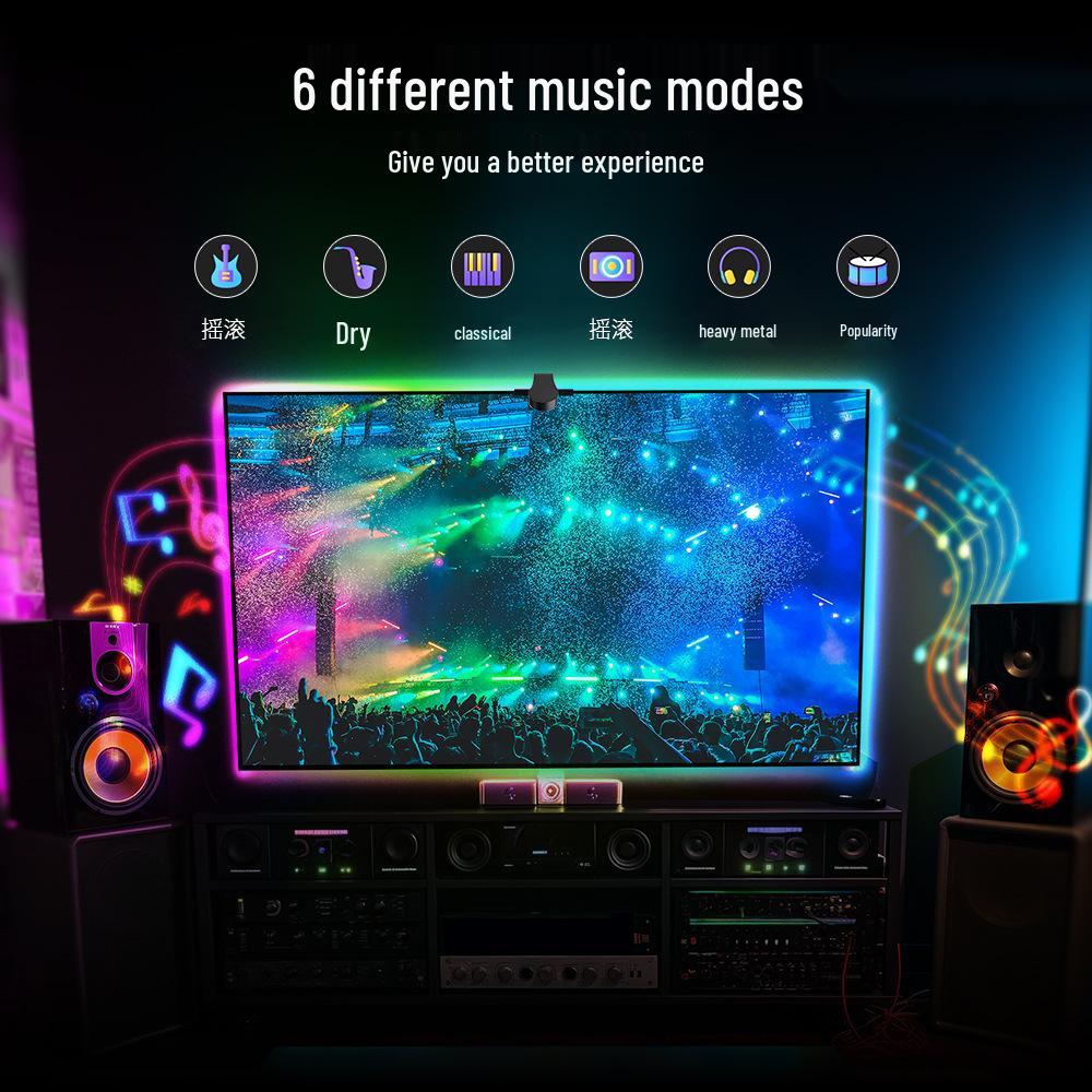 Streamer's RGB Sync Light Strip: Ambient Neon Effects for Gaming Monitors with Music Rhythm