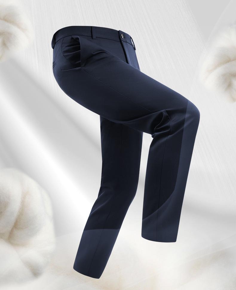 Men’s Machine Washable 100% Wool Dress Pants - Formal Straight-Leg Suit Trousers