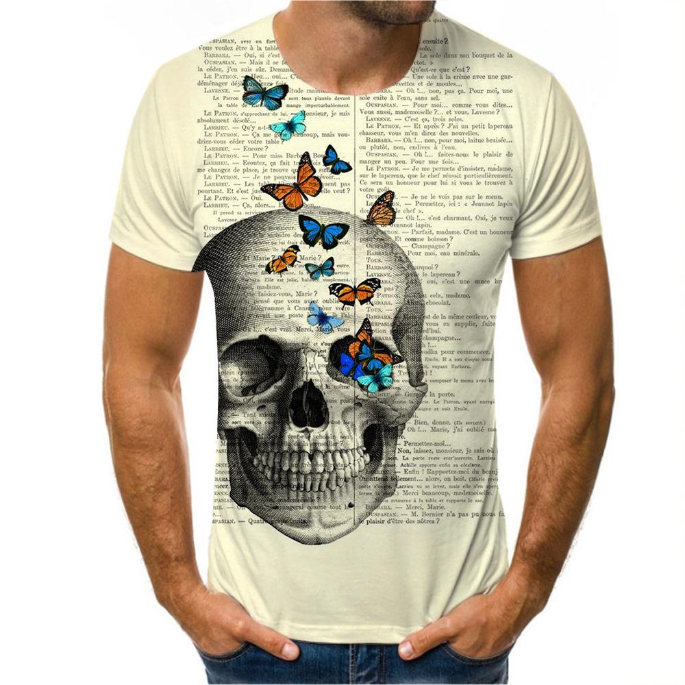 

Футболка с принтом черепа в 3D-формате, мужская, с круглым вырезом и коротким рукавом 6XL