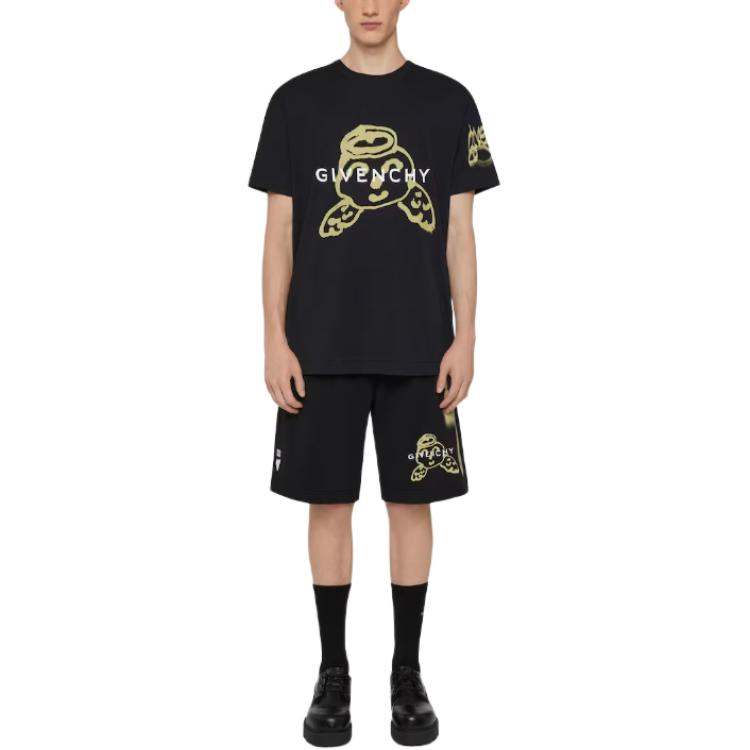 Givenchy Oversized T shirt In Cotton With Givenchy Angel Print T Shirt Men's Black BM716N3YH6-001