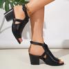 New Large Size Chunky Heel Women's Sandals 2025 Cross-Border Casual Women's Slip-On High Heel Sandals Fish Mouth Shape Rubber